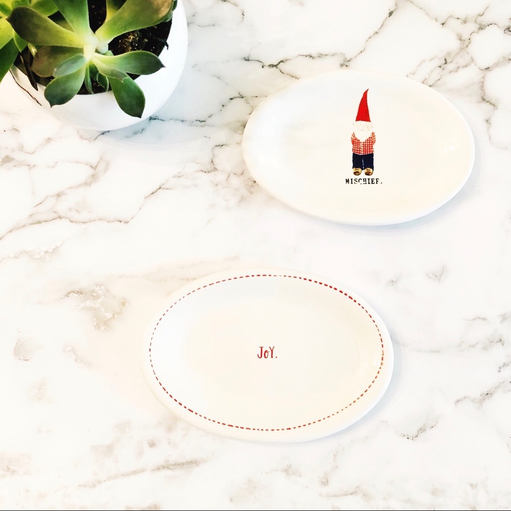 Rae Dunn Coordinating Plate Set Mischief + Joy